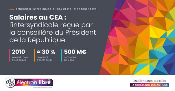 Vous consultez actuellement Salaires au CEA : l’intersyndicale reçue par la conseillère du Président de la République